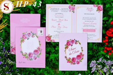 Thiệp cưới màu hồng HP43