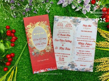 Thiệp cưới màu đỏ truyền thống P25 - In thiệp cưới Sala HCM