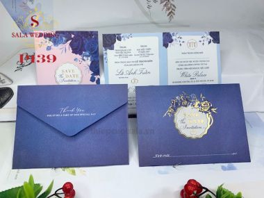 Thiệp cưới màu xanh P139