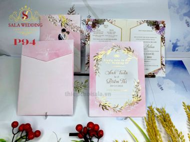 Thiệp cưới đẹp màu hồng P94