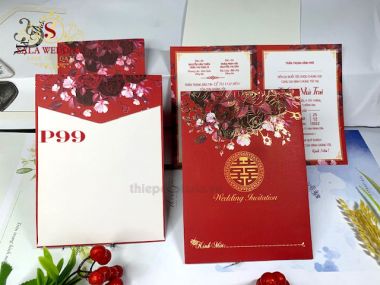 Thiệp cưới màu đỏ P99