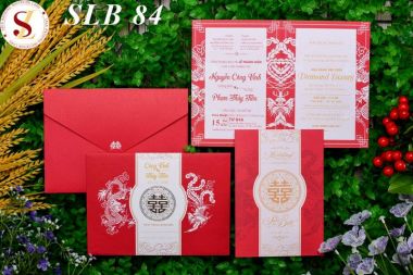 Thiệp cưới màu đỏ SLB84