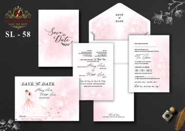 Thiệp cưới màu hồng SL58