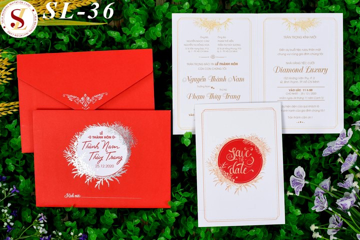 Thiệp cưới màu đỏ SL36