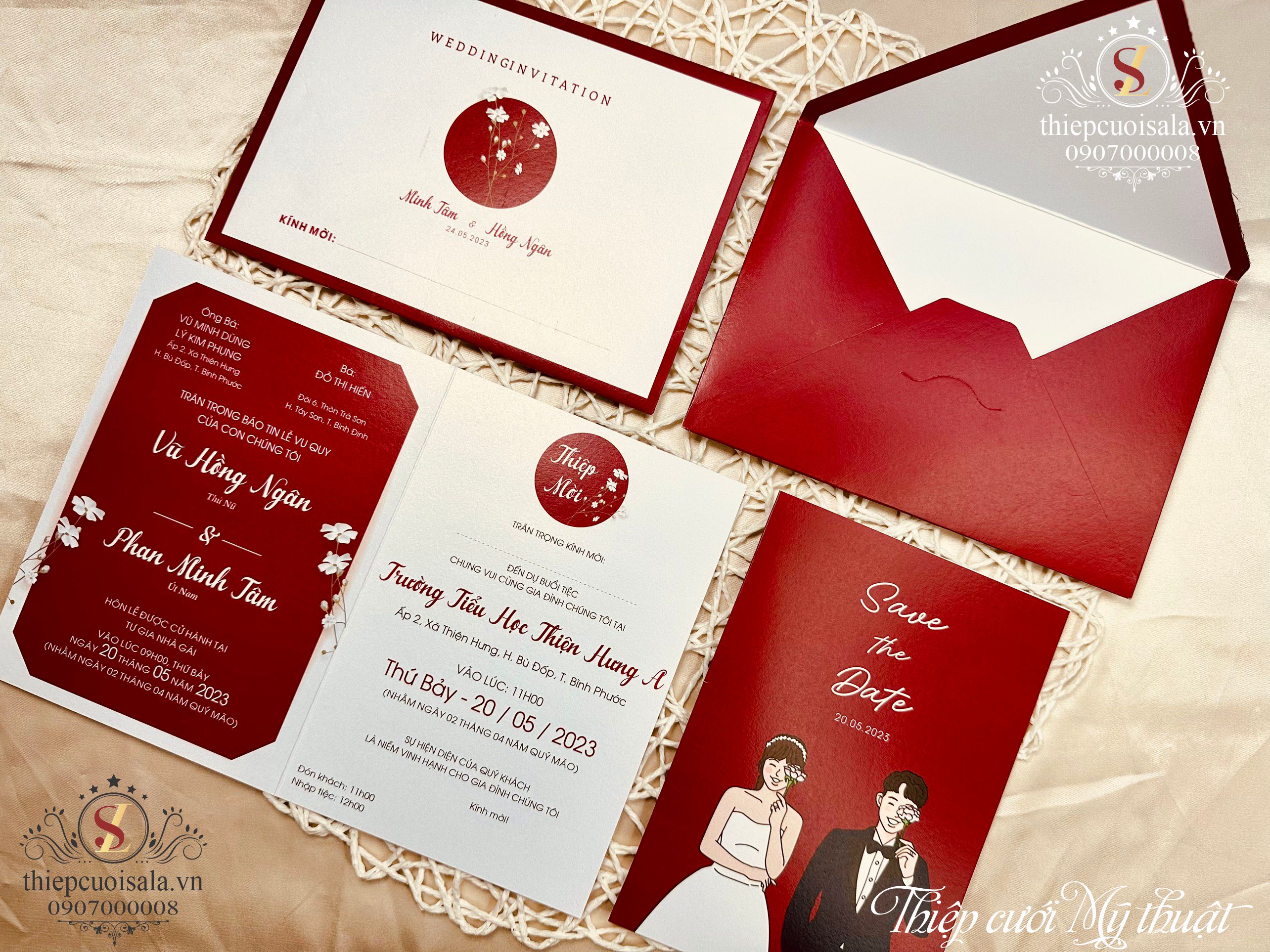 Thiệp cưới sang trọng giấy cao cấp màu đỏ TTK