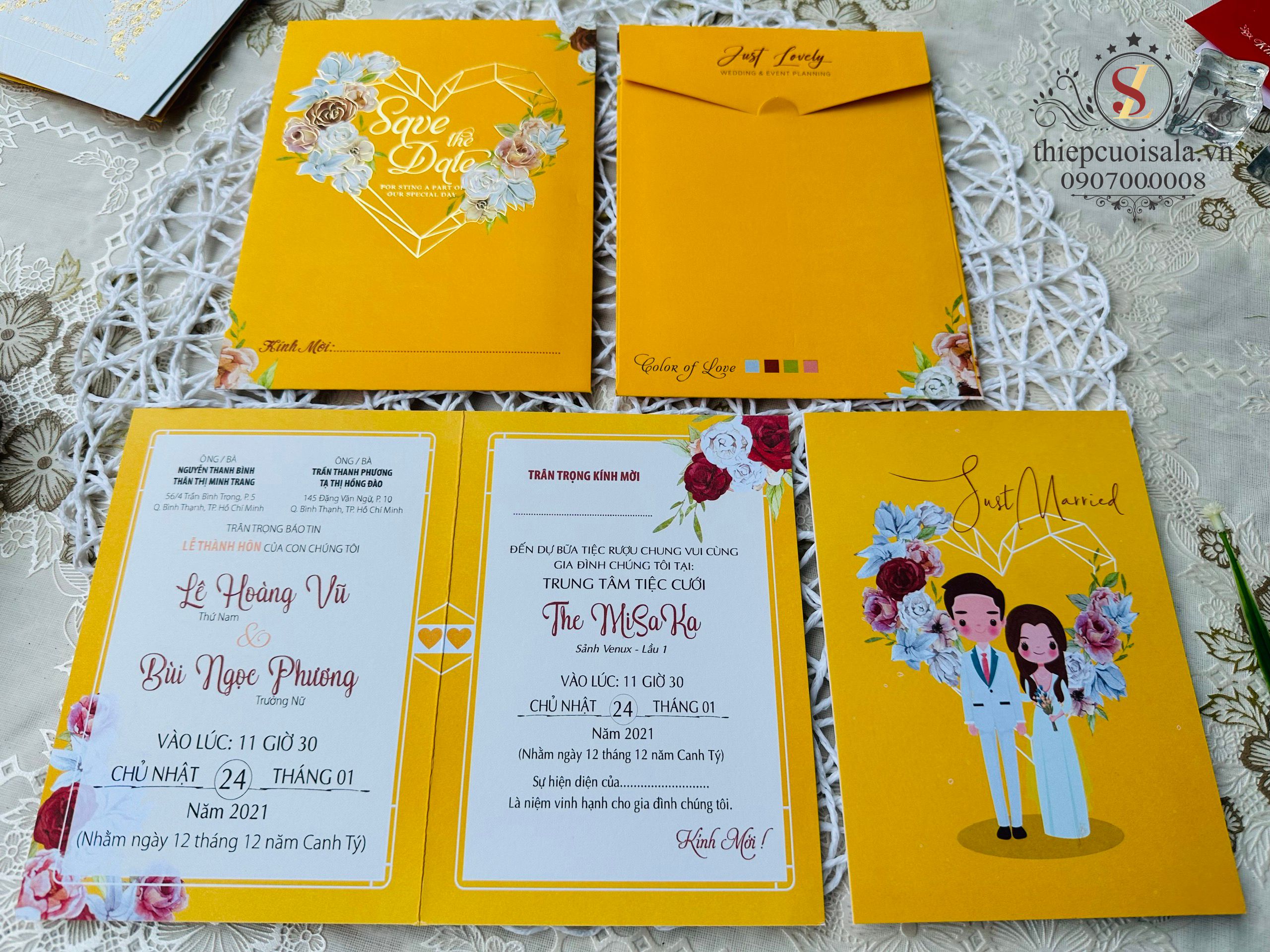Thiệp cưới màu vàng SL44
