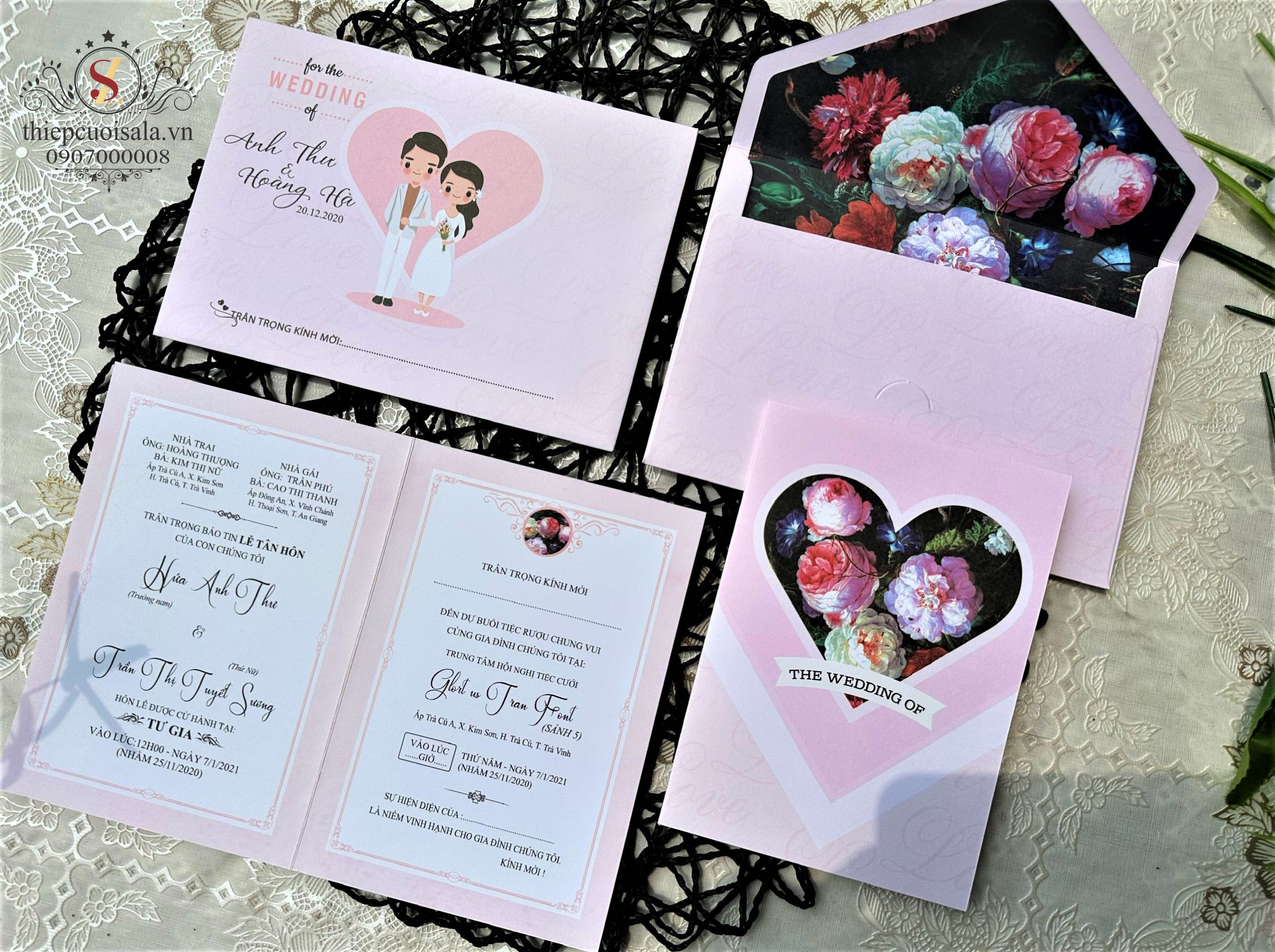 Thiệp cưới màu hồng SL59